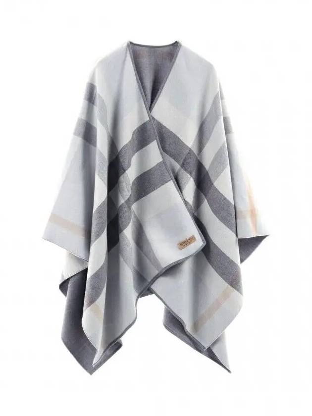 Women's Check Reversible Wool Cape Grey - BURBERRY - BALAAN 3