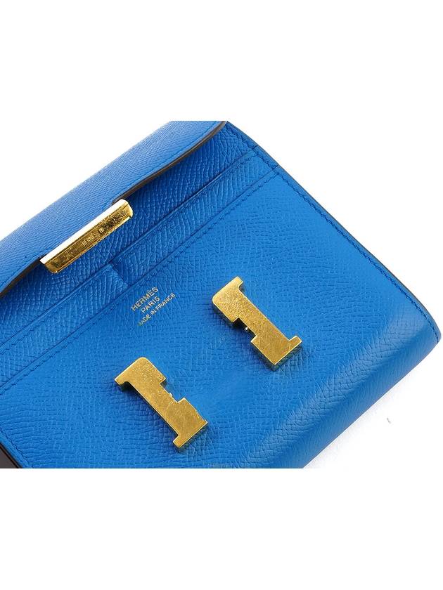 Constance half wallet blue Zanzibar gold plated 69373 - HERMES - BALAAN 4