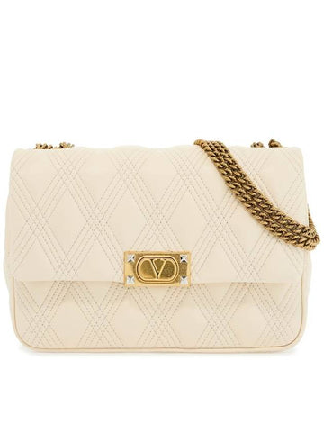 quilted shoulder bag butter white with golden chain - VALENTINO - BALAAN 1