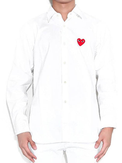 Men's Red Heart Long Sleeve Shirt White - COMME DES GARCONS - BALAAN 2