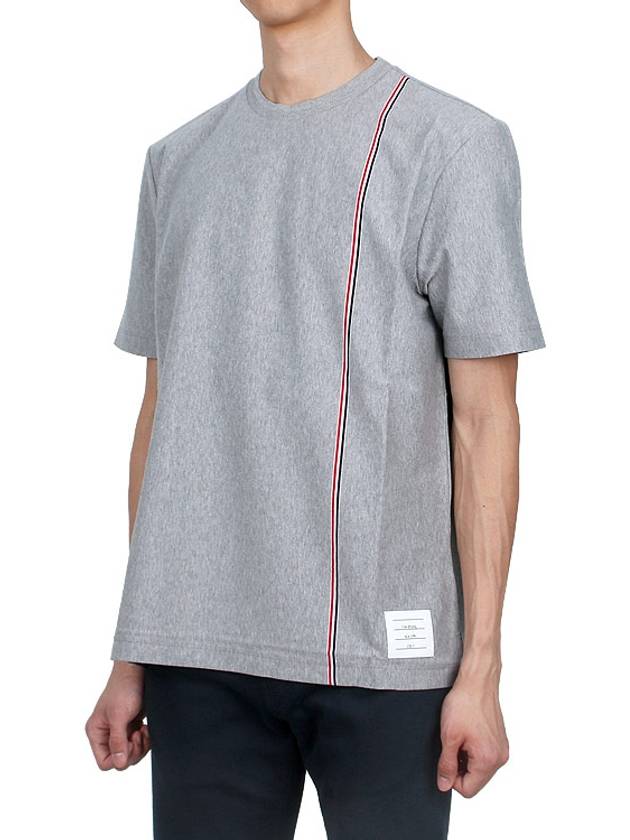 RWB Stripe Cotton Short Sleeve T-shirt Grey - THOM BROWNE - BALAAN 4