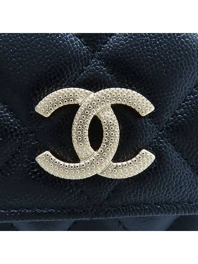 AP2961 Caviar Black COCO Gold Logo Long Wallet - CHANEL - BALAAN 4