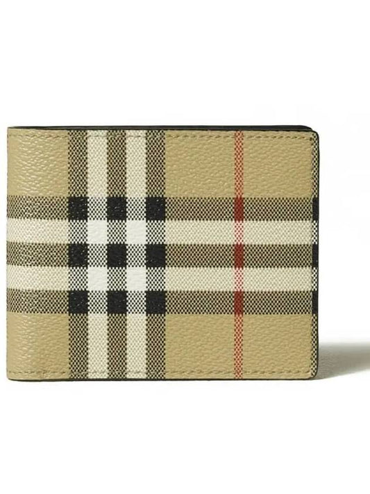 Check Slim Bifold Leather Half Wallet Beige - BURBERRY - BALAAN 2