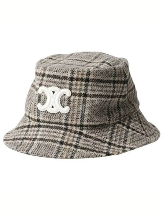 Triomphe Check Wool Bucket Hat Vanilla Grey Taupe - CELINE - BALAAN 2