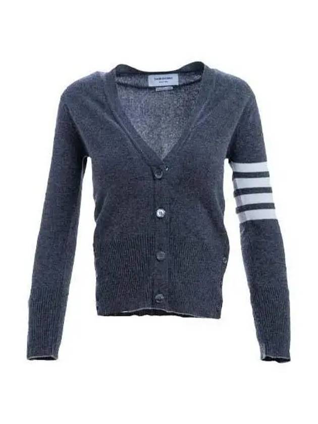 Cardigan Women s Bar Cashmere Mid Gray Navy - THOM BROWNE - BALAAN 1