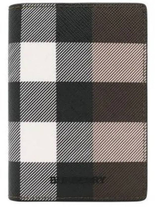 Checked Leather Card Wallet Dark Birch Brown - BURBERRY - BALAAN 2