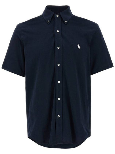 Logo Button Down Short Sleeve Shirt Navy - POLO RALPH LAUREN - BALAAN 2