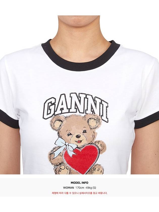 Basic Jersey Bear Print Short Sleeve T-Shirt White - GANNI - BALAAN 6