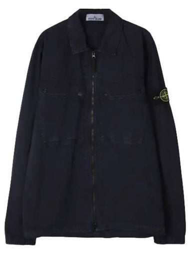 Old effect brushed organic cotton canvas overshirt regular fit - STONE ISLAND - BALAAN 1