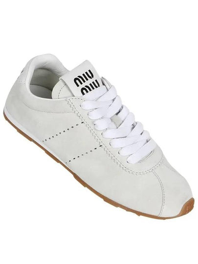 Plum Suede Low Top Sneakers White - MIU MIU - BALAAN 2