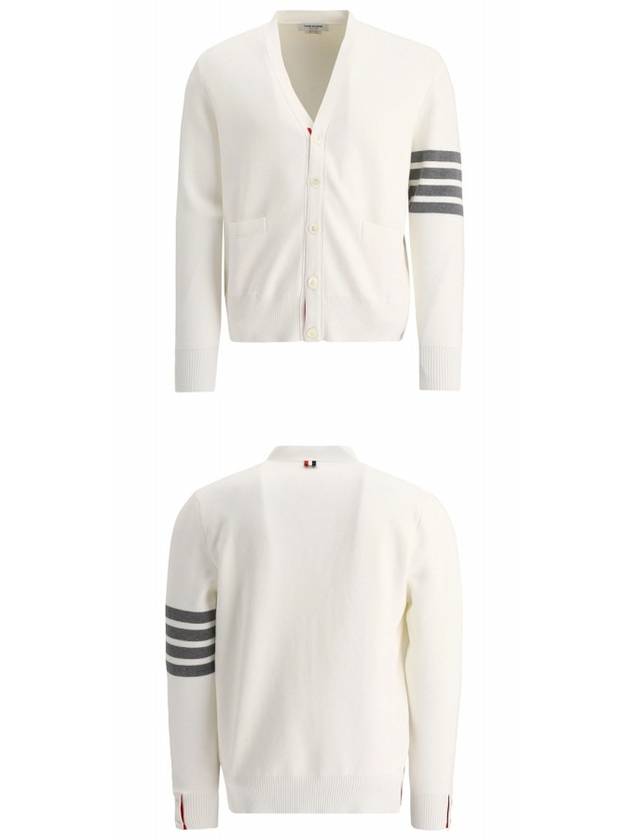 Milano Stitch 4 Bar Cardigan White - THOM BROWNE - BALAAN 6