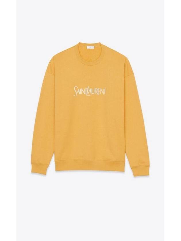 Embroidered Logo Organic Cotton Sweatshirt Yellow - SAINT LAURENT - BALAAN 1