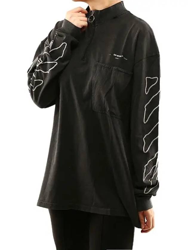 Half-Zip Overfit Long-Sleeved T-Shirt Black - OFF WHITE - BALAAN 3