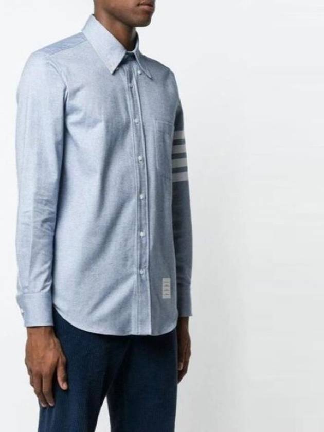 Men's Diagonal Solid Flannel Long Sleeve Shirt Light Blue - THOM BROWNE - BALAAN 4