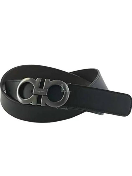 Gancini Reversible Adjustable Leather Belt Black Dark Brown - SALVATORE FERRAGAMO - BALAAN 2