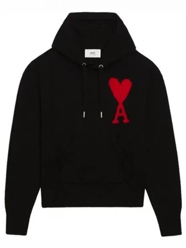 Big Heart Logo Wool Hoodie Black - AMI - BALAAN 2