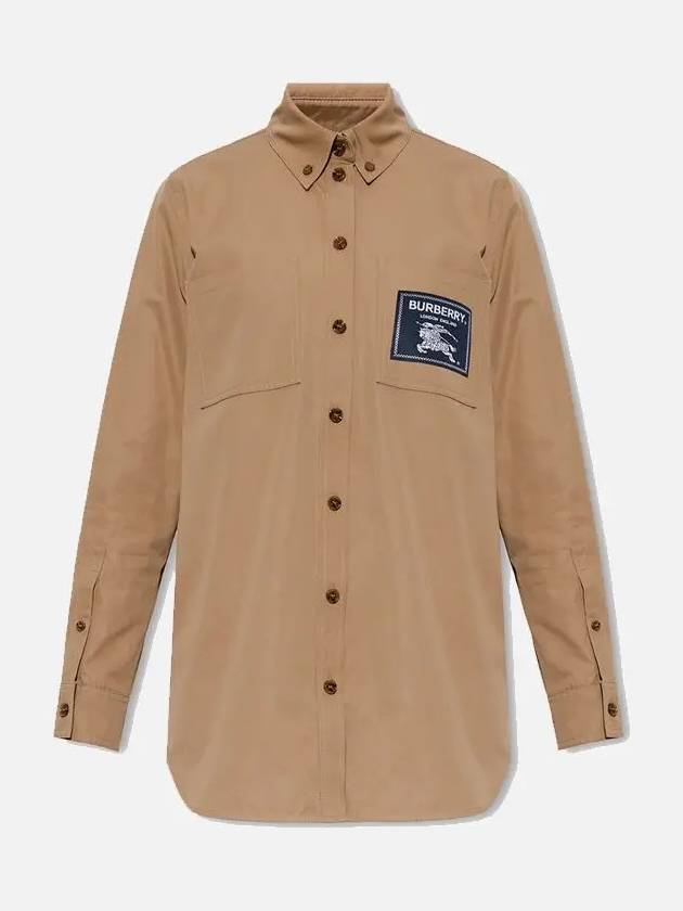 Women's Prorsum Label Cotton Long Sleeve Shirt Camel - BURBERRY - BALAAN 3