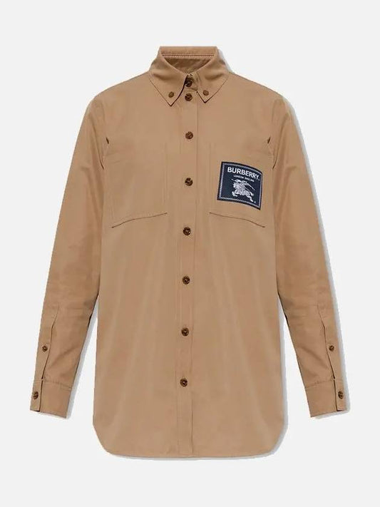 Women's Prosum Label Cotton Long Sleeve Shirt Camel - BURBERRY - BALAAN 2