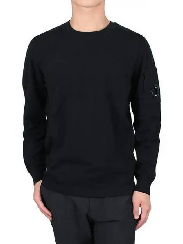 Lens Wappen Merino Wool Knit Top Black - CP COMPANY - BALAAN 2