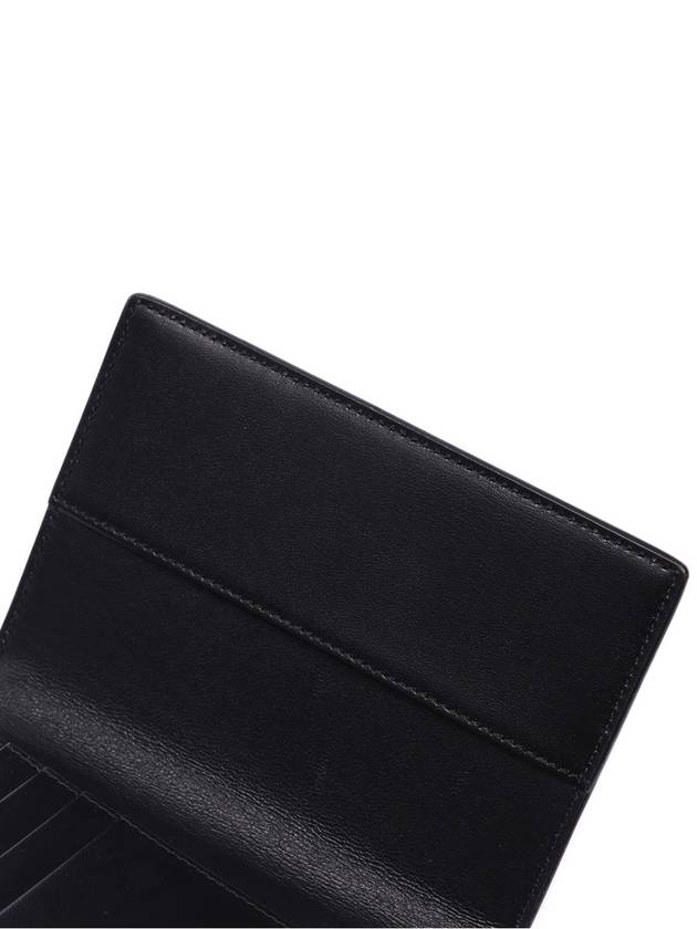 Tiny Cassandre Monogram Silver Leather Passport Wallet Black - SAINT LAURENT - BALAAN 6