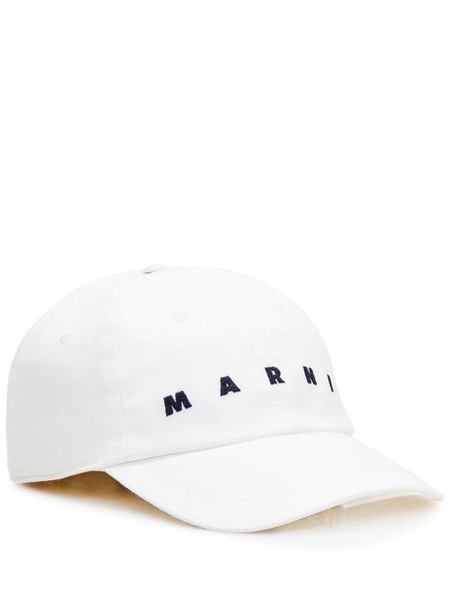 Embroidered Logo Ball Cap White - MARNI - BALAAN 3