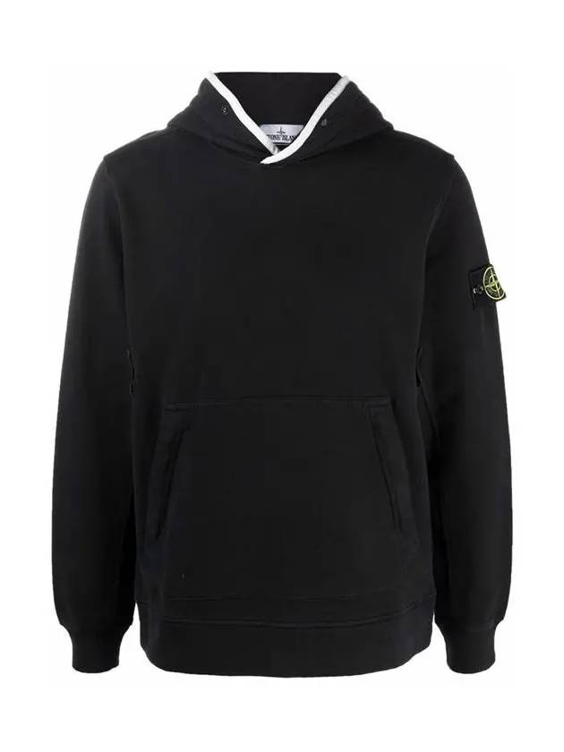 Wappen Patch Cotton Hoodie Black - STONE ISLAND - BALAAN 3