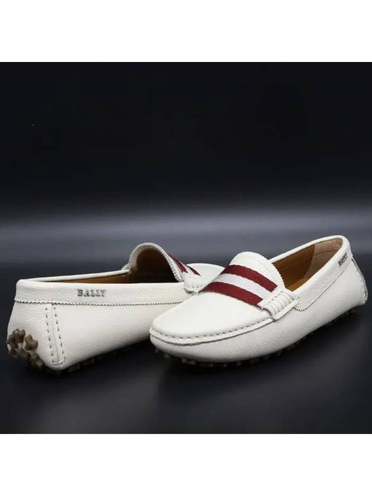 Leather Logo Driving Shoes White - BALLY - BALAAN 2