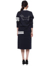 Double Face Merino 4 Bar A Line Skirt Navy - THOM BROWNE - BALAAN 6