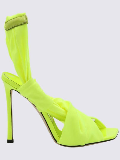 Jimmy Choo Green Neon Apple Leather Glossy Jersey Sandals - JIMMY CHOO - BALAAN 2