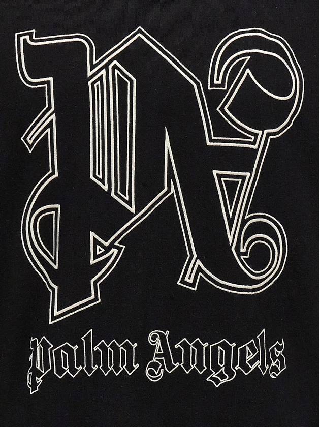 Monogram Popover Hoodie Black PMBB126E23FLE0011003 - PALM ANGELS - BALAAN 5