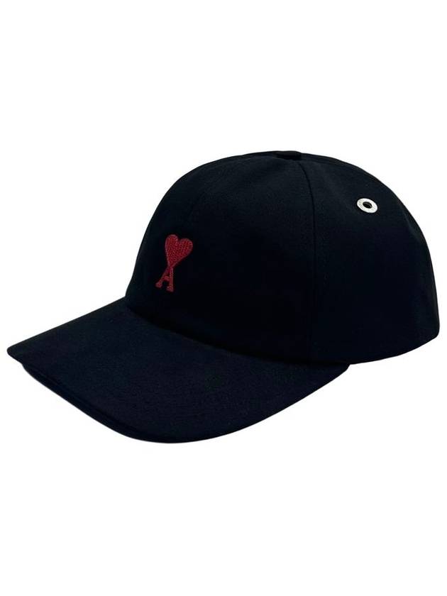 Embroidery Heart Logo Ball Cap Black - AMI - BALAAN 2