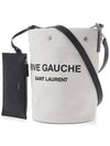 Rive Gauche Print Cotton Canvas Bucket Bag White - SAINT LAURENT - BALAAN 3