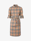 Vintage Check Stretch Cotton Tie-Waist Shirt Dress Beige - BURBERRY - BALAAN 3