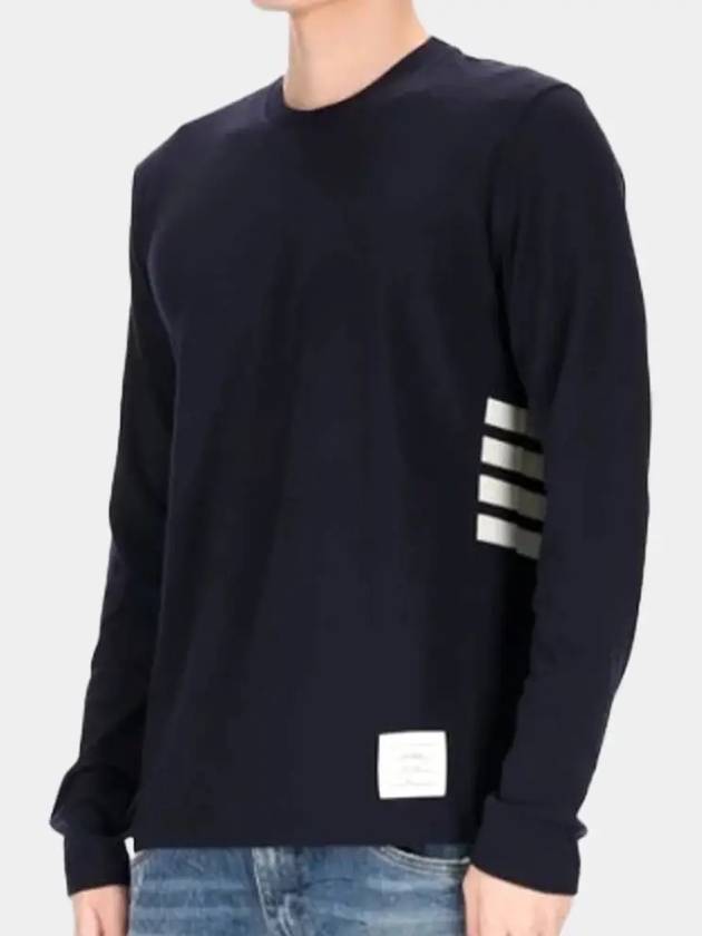 Wool Jersey 4-Bar Long Sleeve T-Shirt Navy - THOM BROWNE - BALAAN 5