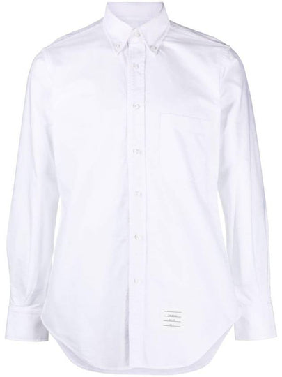 Men's Logo Patch Classic Cotton Long-Sleeve Shirt White - THOM BROWNE - BALAAN 2