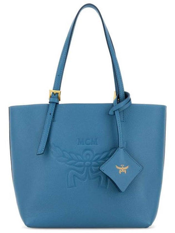 Himmel Logo Debossed Tote Bag Light Blue - MCM - BALAAN 1