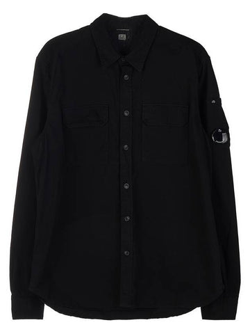 Gabardine Long Sleeve Shirt Black - CP COMPANY - BALAAN 1