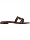 Women's Chain Flat Sandals Slippers Black - TOD'S - BALAAN.