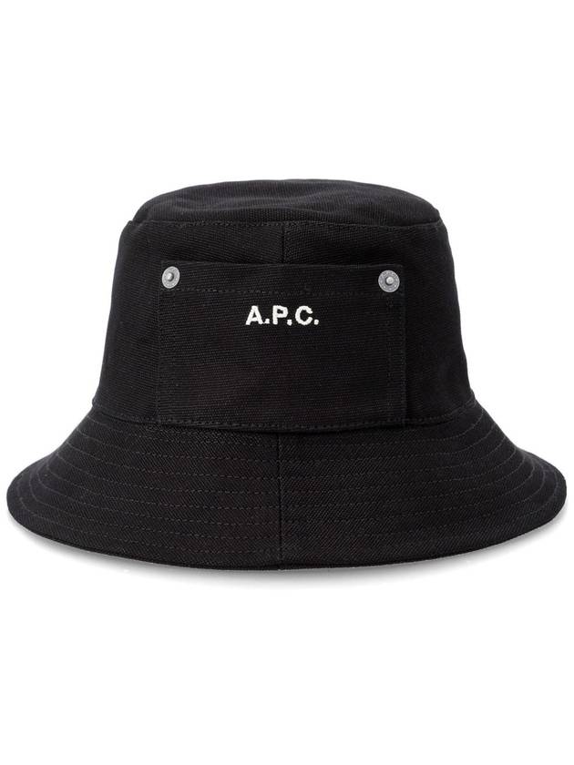 Thais Embroidered Logo Pocket Cotton Canvas Bucket Hat Black - A.P.C. - BALAAN 2