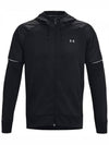 Men's Armor Fleece Storm Full Zip Hooded Jacket Black - UNDER ARMOUR - BALAAN 1