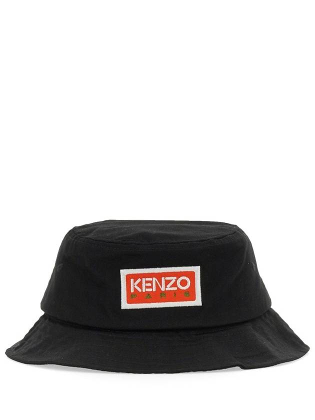 Logo Paris Sun Patch Cotton Bucket Hat Black - KENZO - BALAAN 2