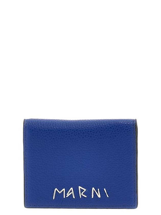 Embroidered Logo Card Wallet Blue - MARNI - BALAAN 1