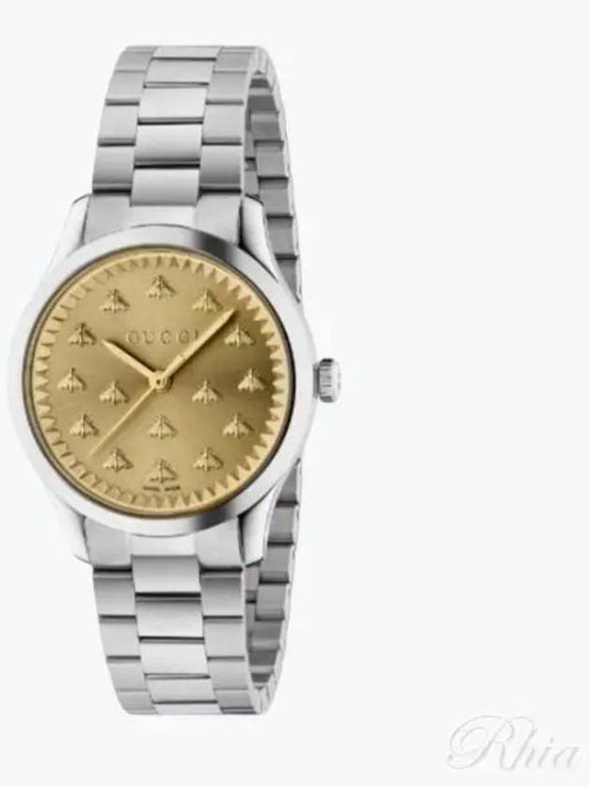 G Timeless Bee 32mm Steel Watch Gold Silver YA1265035 - GUCCI - BALAAN 2
