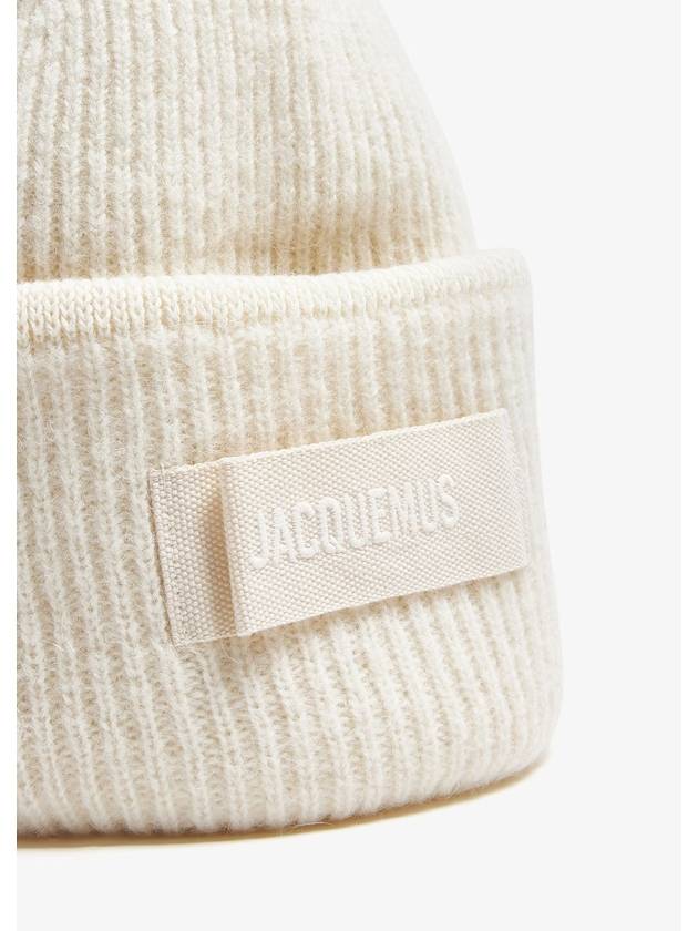 Jacquemus Logo Wool Beanie White Unisex - JACQUEMUS - BALAAN 4