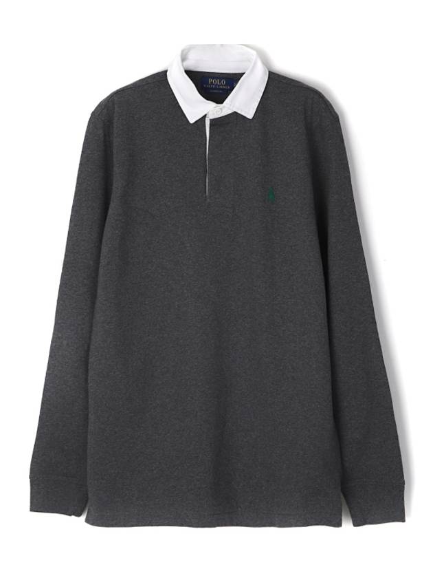 Logo Embroidered Rugby Long Sleeve Pk Shirt Grey - POLO RALPH LAUREN - BALAAN 1