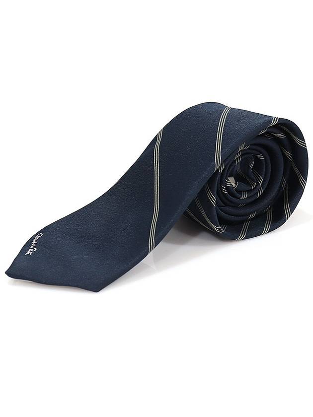 Navy polyester striped pattern tie - OSCAR DE LA RENTA - BALAAN 2