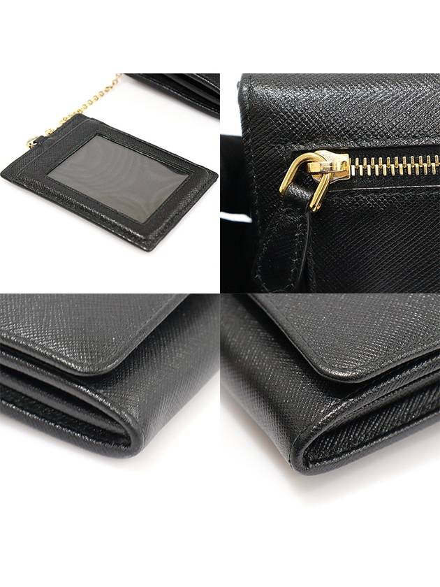 1MH132 Black Saffiano Gold Metal Lettering Logo Long Wallet - PRADA - BALAAN 6