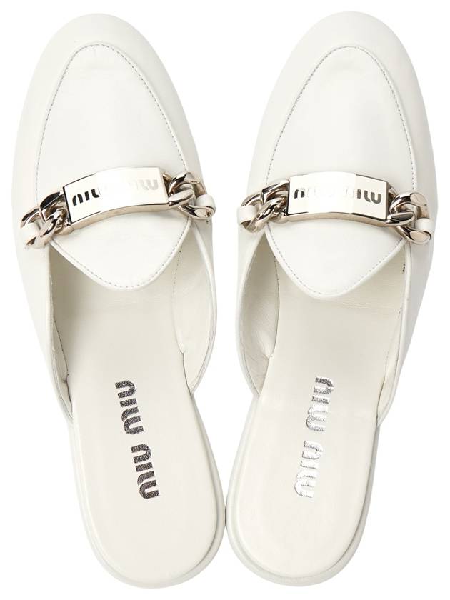 Logo Leather Bloafers White - MIU MIU - BALAAN.