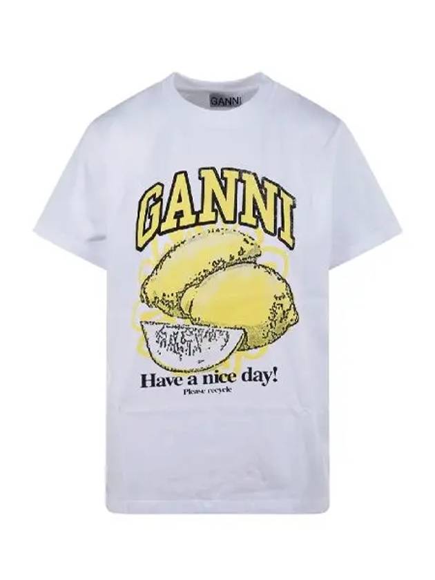 Relaxed Lemon T-Shirt Bright White - GANNI - BALAAN 3