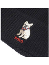 Embroidered French Bulldog Wool Beanie Black - POLO RALPH LAUREN - BALAAN 4